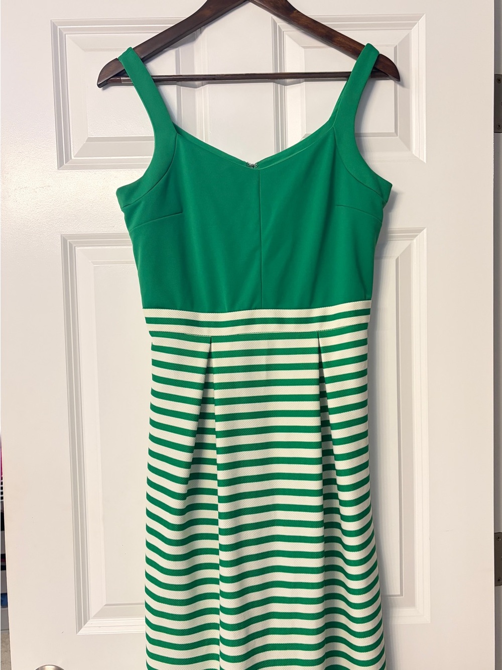 Charming Charlie Green and White Striped Midi Dress